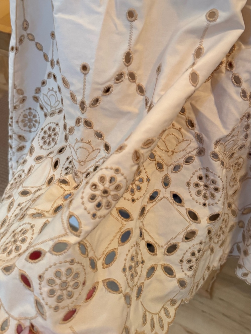 Cream Eyelet Maxi Sundress with Ruffle Straps - Picture 3 of 3